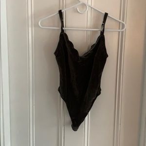 Silver velvet body suit